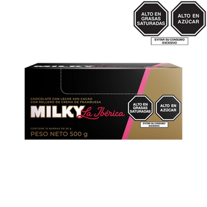 Barra Milky La Ibérica con Frambuesa x 50 g x 10 pzs