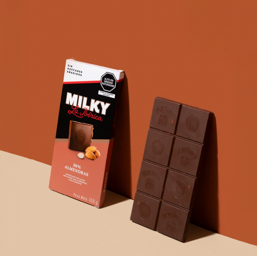 Tableta Milky La Ibérica 30% Almendras Sin Azúcares Añadidos x 100g