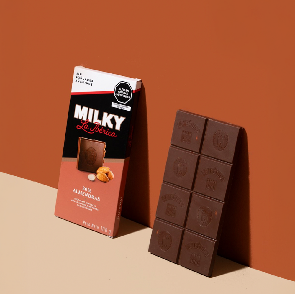 Tableta Milky La Ibérica Almendras Sin Azúcares Añadidos x 100g x 6 pzs