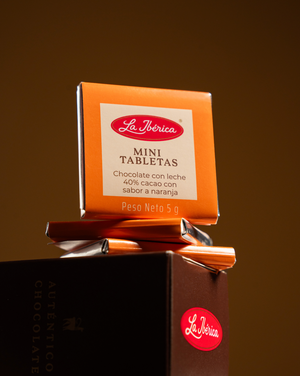 Mini Tabletas de chocolate con leche 40% cacao sabor a naranja