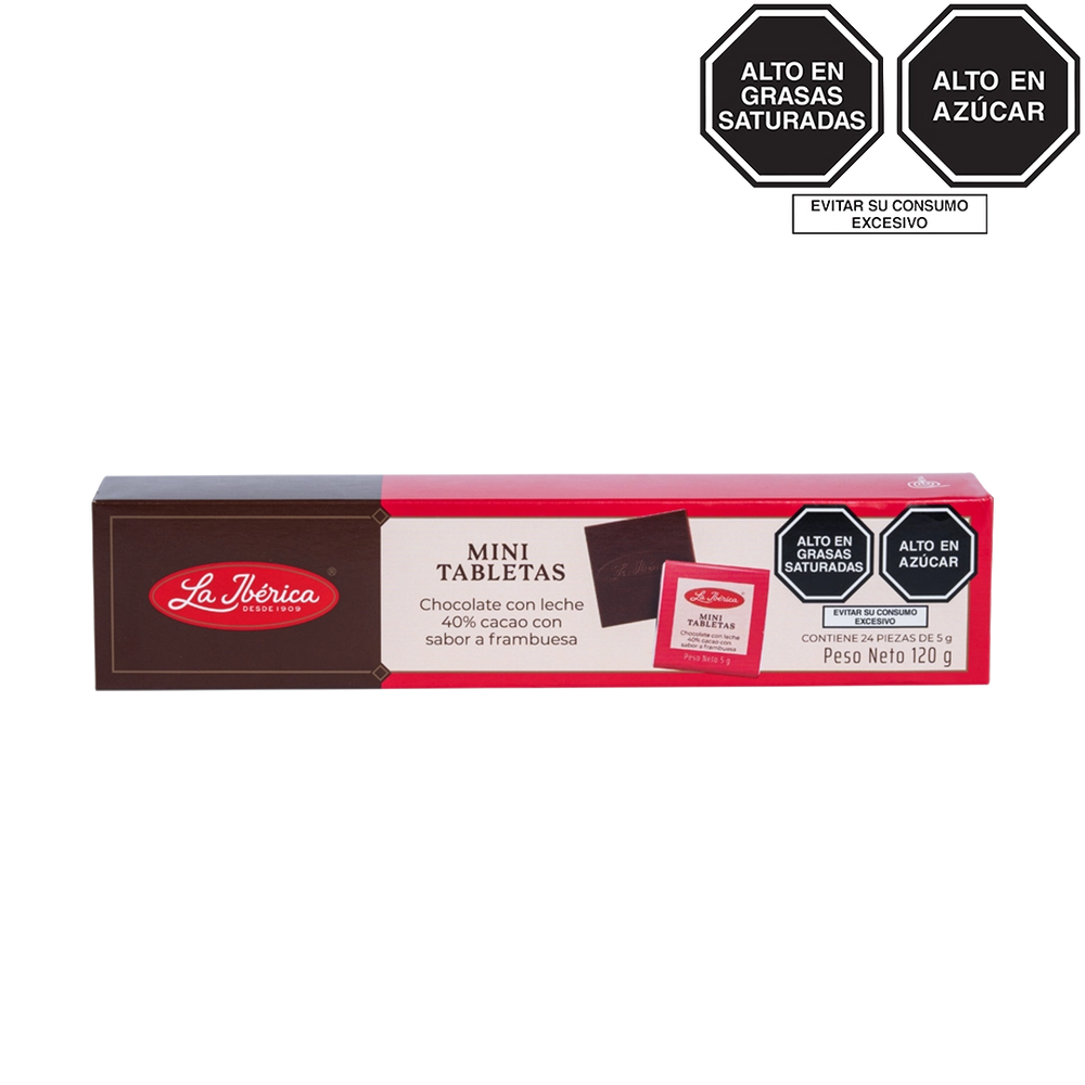 Mini Tabletas de chocolate con leche 40% cacao sabor a frambuesa