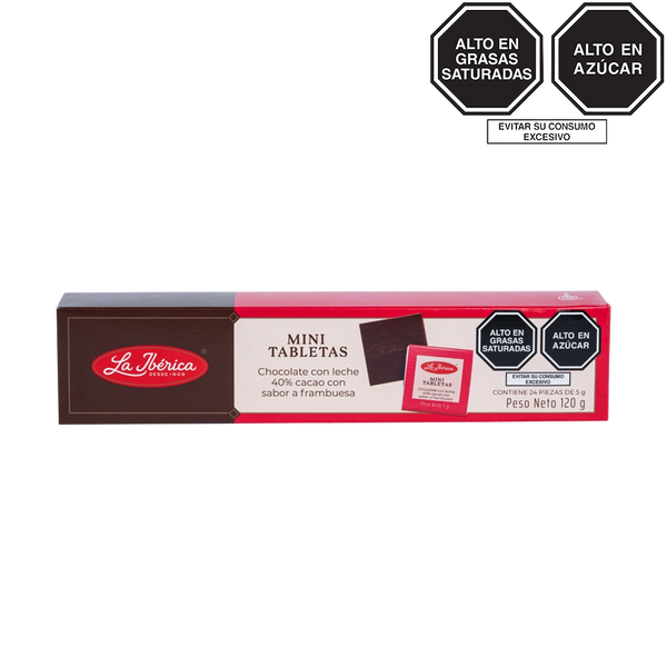 Mini Tabletas de chocolate con leche 40% cacao sabor a frambuesa