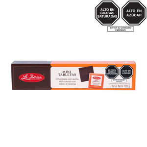 Mini Tabletas de chocolate con leche 40% cacao sabor a naranja