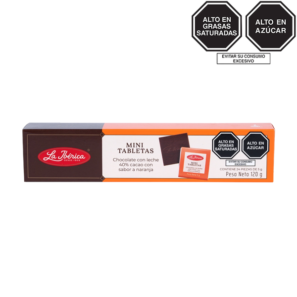 Mini Tabletas de chocolate con leche 40% cacao sabor a naranja