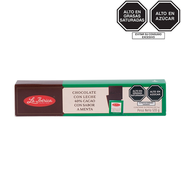 Mini tabletas de chocolate con leche 40% cacao sabor a menta