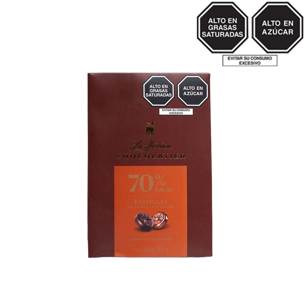 Pastillas de chocolate 70% cacao x 150 g