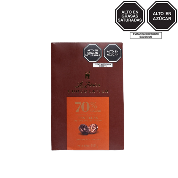 Pastillas de chocolate 70% cacao x 150 g