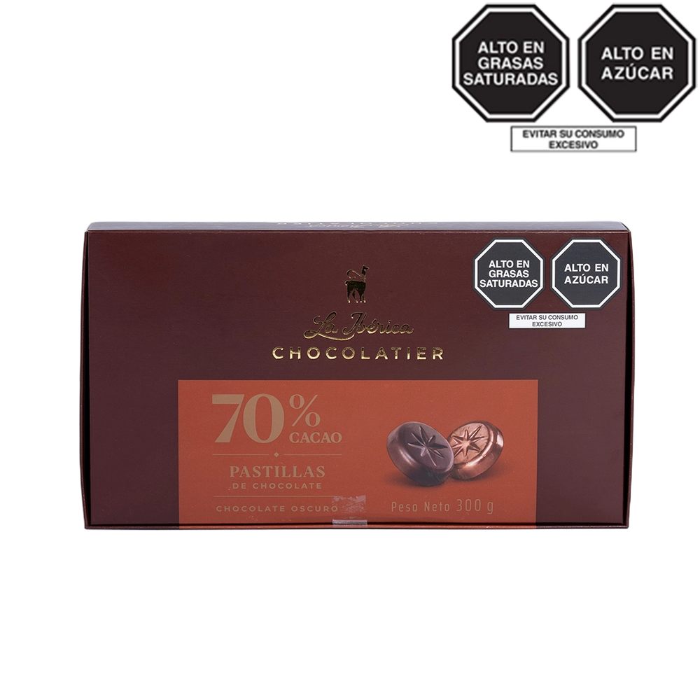 Pastillas de chocolate 70% cacao x 300 g