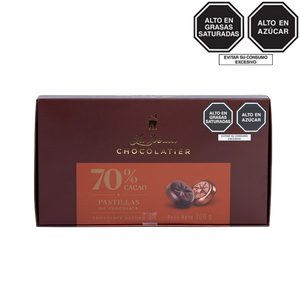 Pastillas de chocolate 70% cacao x 300 g
