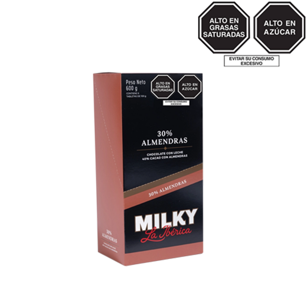 Tableta Milky La Ibérica almendras x 100 g x 6 pzs