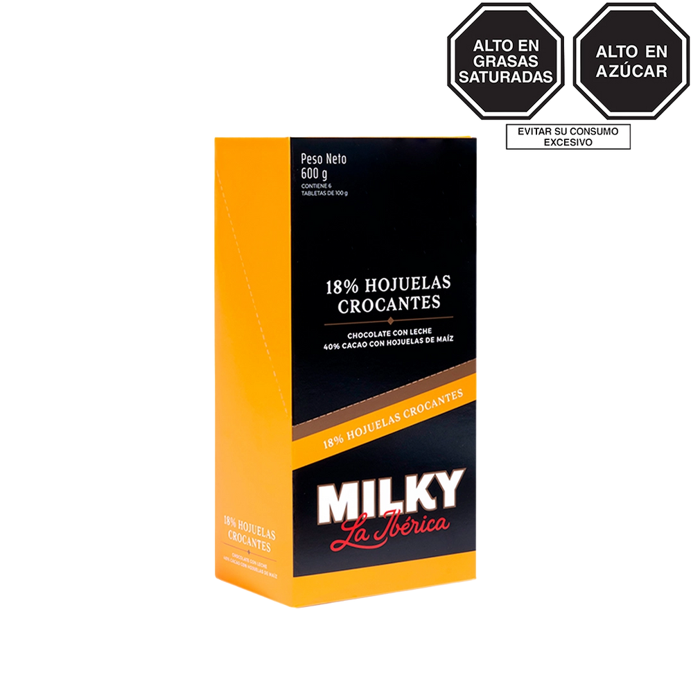 Tableta Milky La Ibérica Hojuelas Crocantes x 100 g x 6 pzs