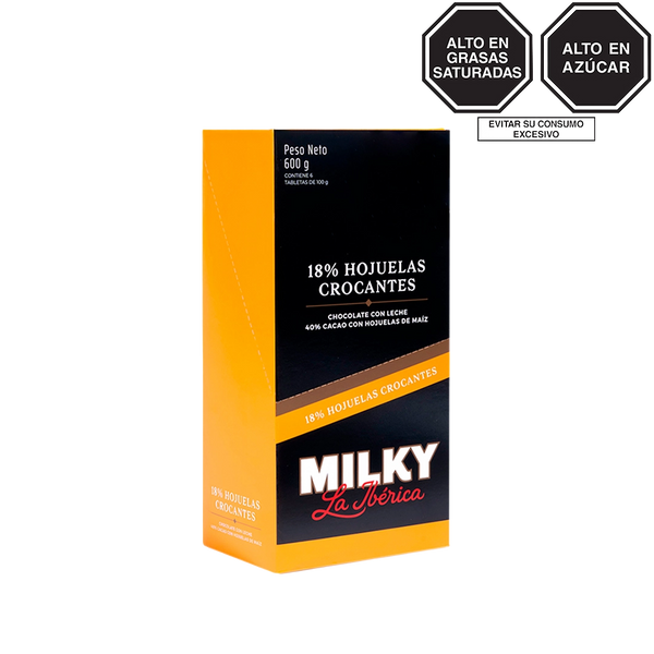 Tableta Milky La Ibérica Hojuelas Crocantes x 100 g x 6 pzs