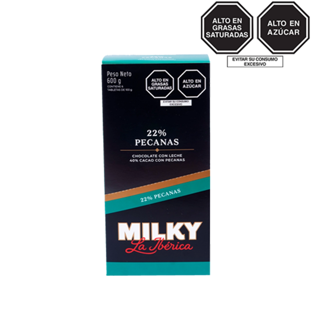Tableta Milky La Ibérica pecanas x 100 g x 6 pzs