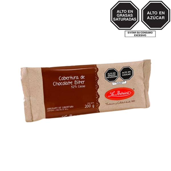 Chocolate bitter para cobertura 52% cacao x 200 g