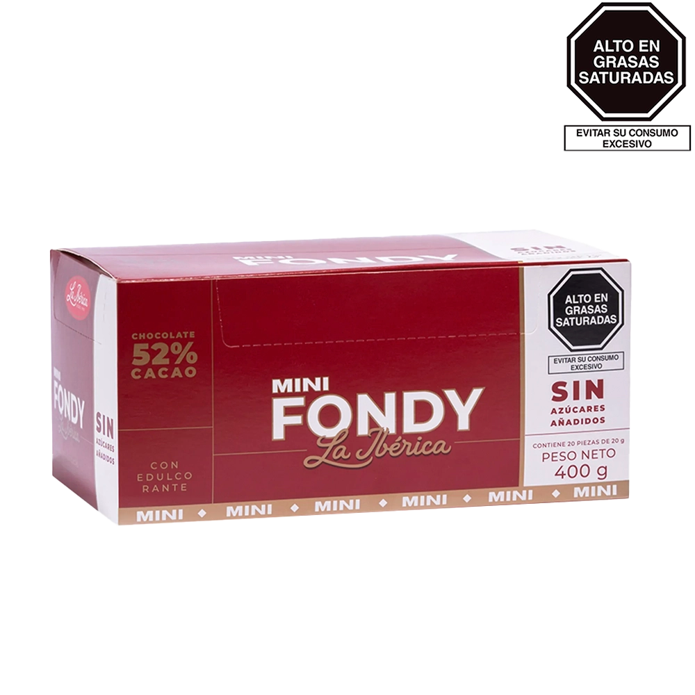 Barra mini fondy la ibérica x 20 g x 20 pzs Sin Azúcares Añadidos