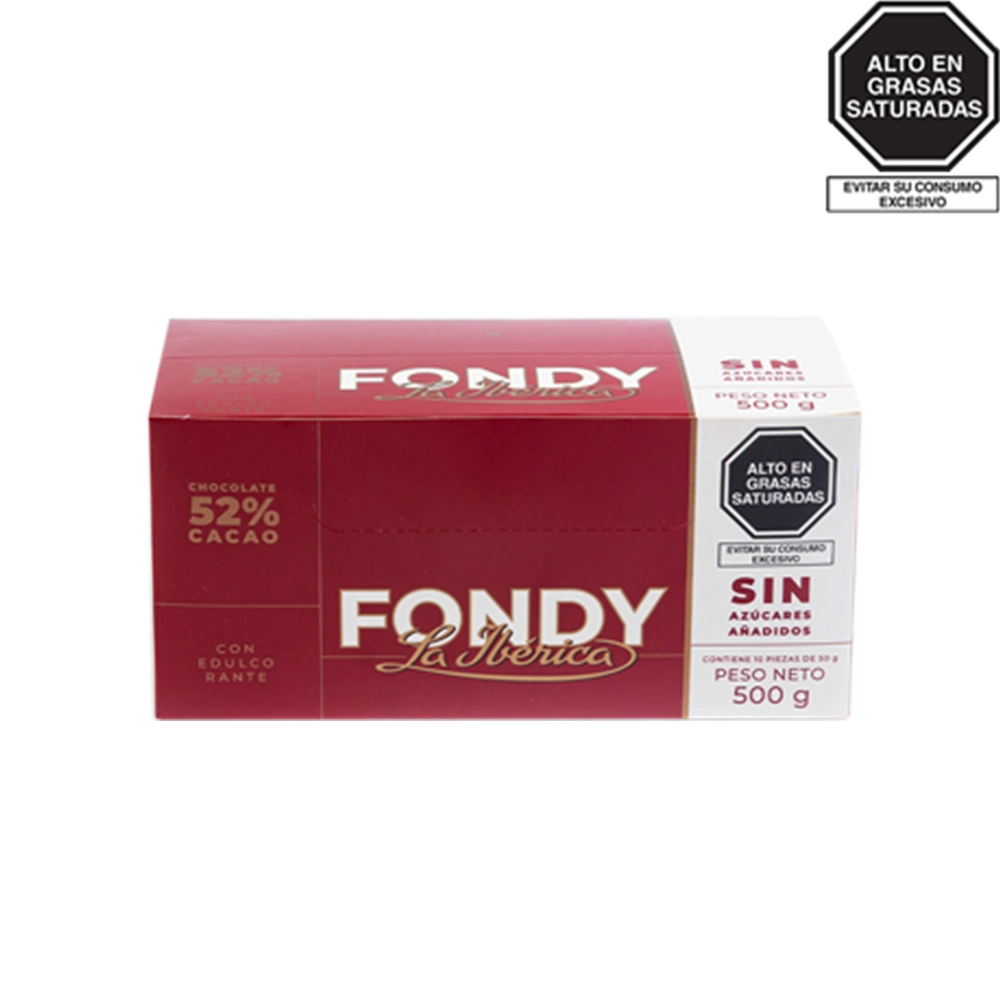 Barra Fondy La Ibérica Sin Azúcares Añadidos x 50 g x 10 pzs