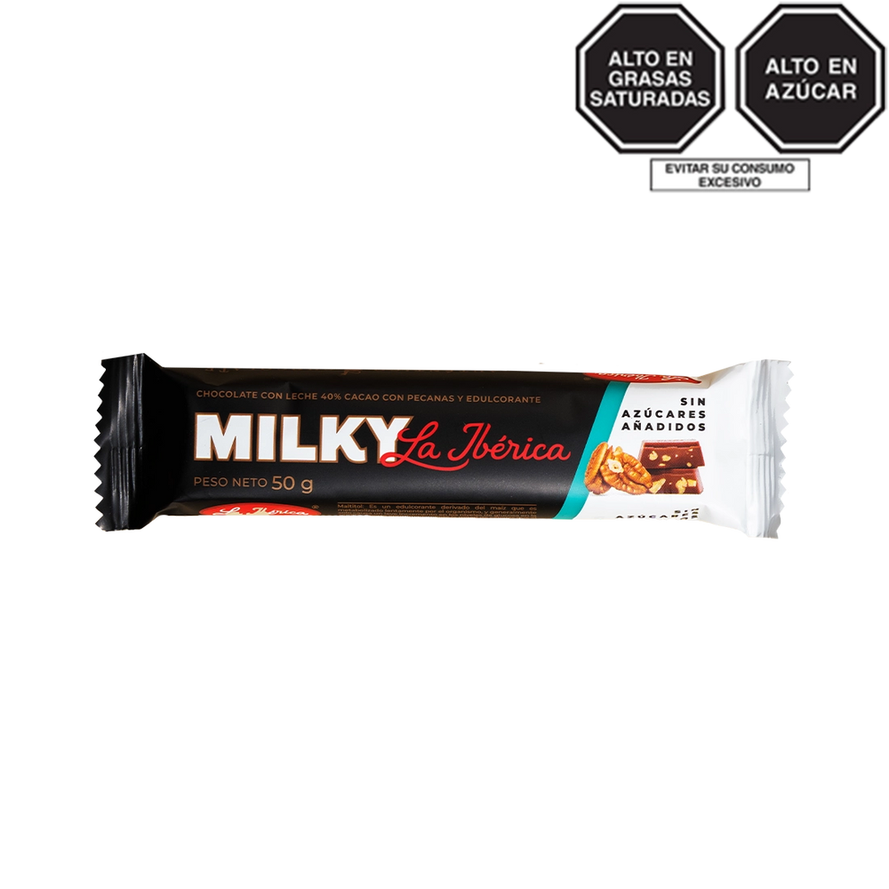 Barra Milky La Ibérica con Pecanas Sin Azúcares Añadidos 50g