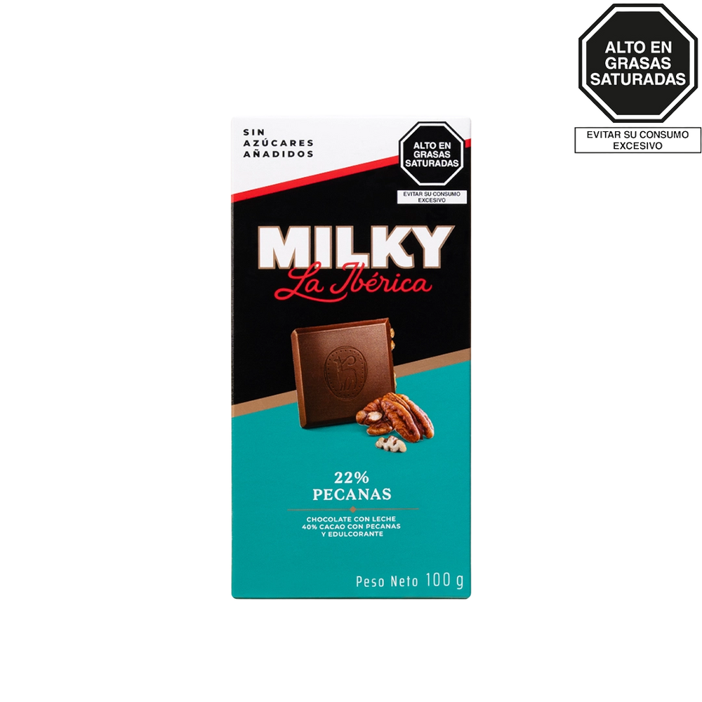 Tableta Milky La Ibérica pecanas Sin Azúcares Añadidos x 100 g