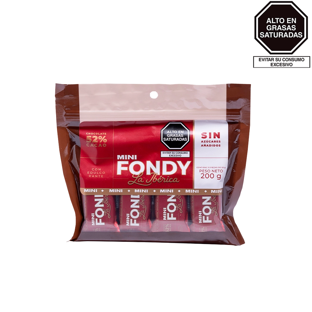 Barra mini Fondy La ibérica x 20 g x 10 pzs Sin Azúcares Añadidos
