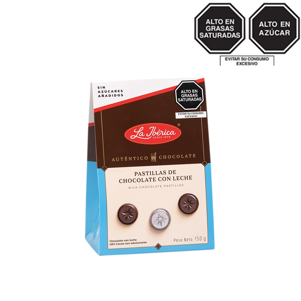 Pastillas de chocolate con leche 40% cacao Sin Azúcares Añadidos x 150g