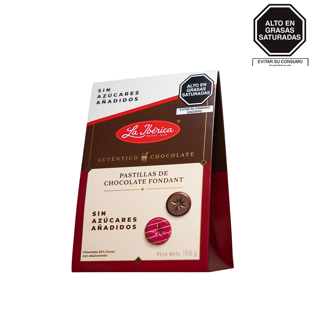 Pastillas Fondant 52% cacao Sin Azúcares Añadidos x 150 g