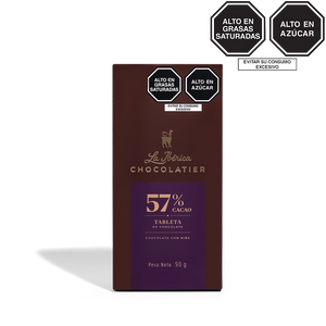 Tableta de chocolate 57% con nibs x 90g