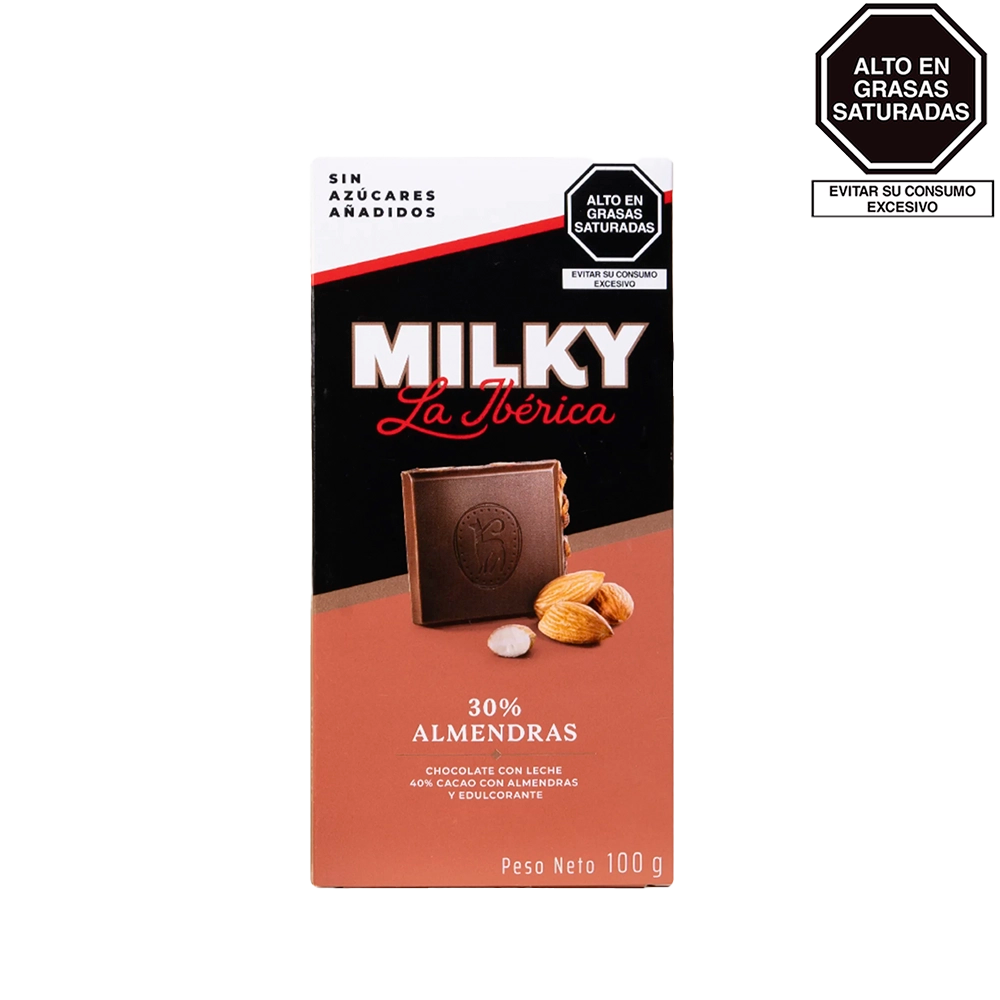Tableta Milky La Ibérica 30% Almendras Sin Azúcares Añadidos x 100g